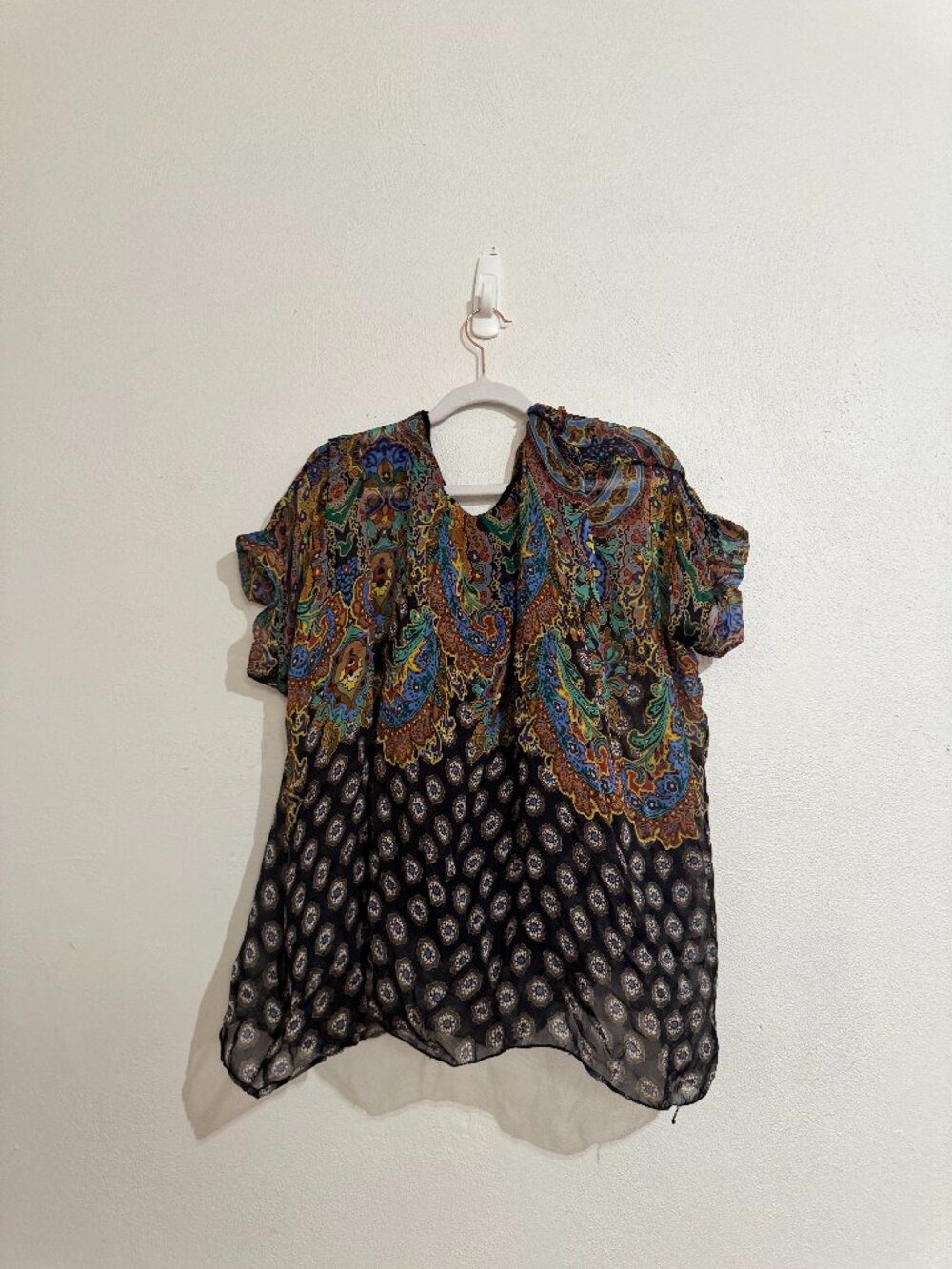 Terpo Paris Patterned Sheer Layered Blouse – Size S